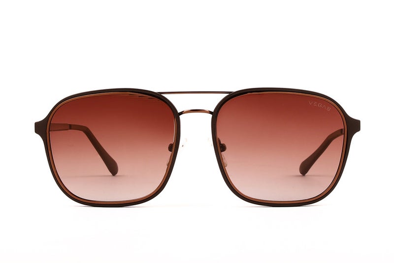 VEGAS Full Rim Square Unisex Saddle Brown  Sunglasses V2104 C3 - Image 1